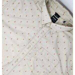 Prana Shirt Mens XL Tan AOP‎ Stacking Rocks Short Sleeve Button Up Pocket